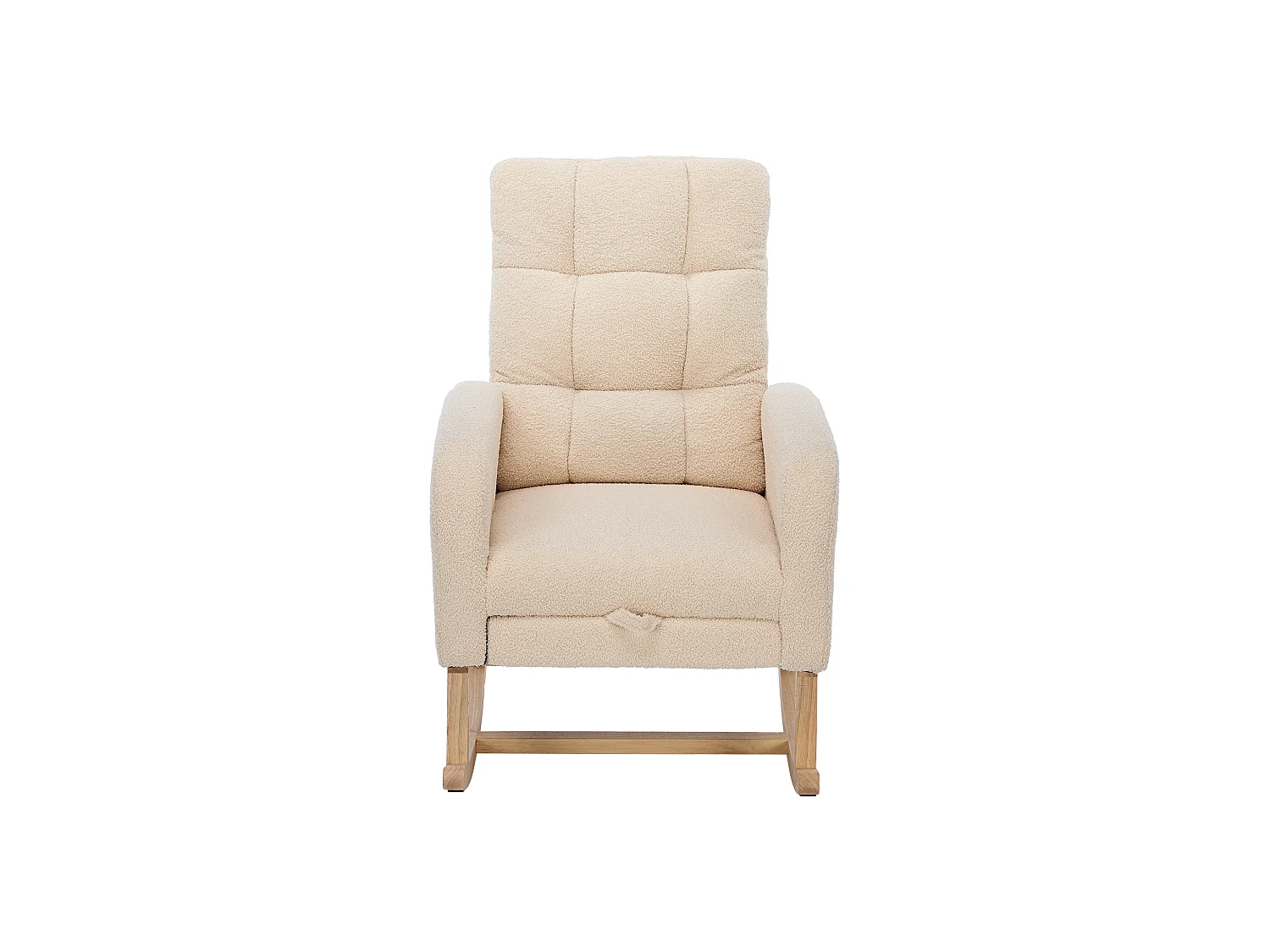 Fauteuil à bascule 132x50x99cm - Structure en bois massif - Velours - beige