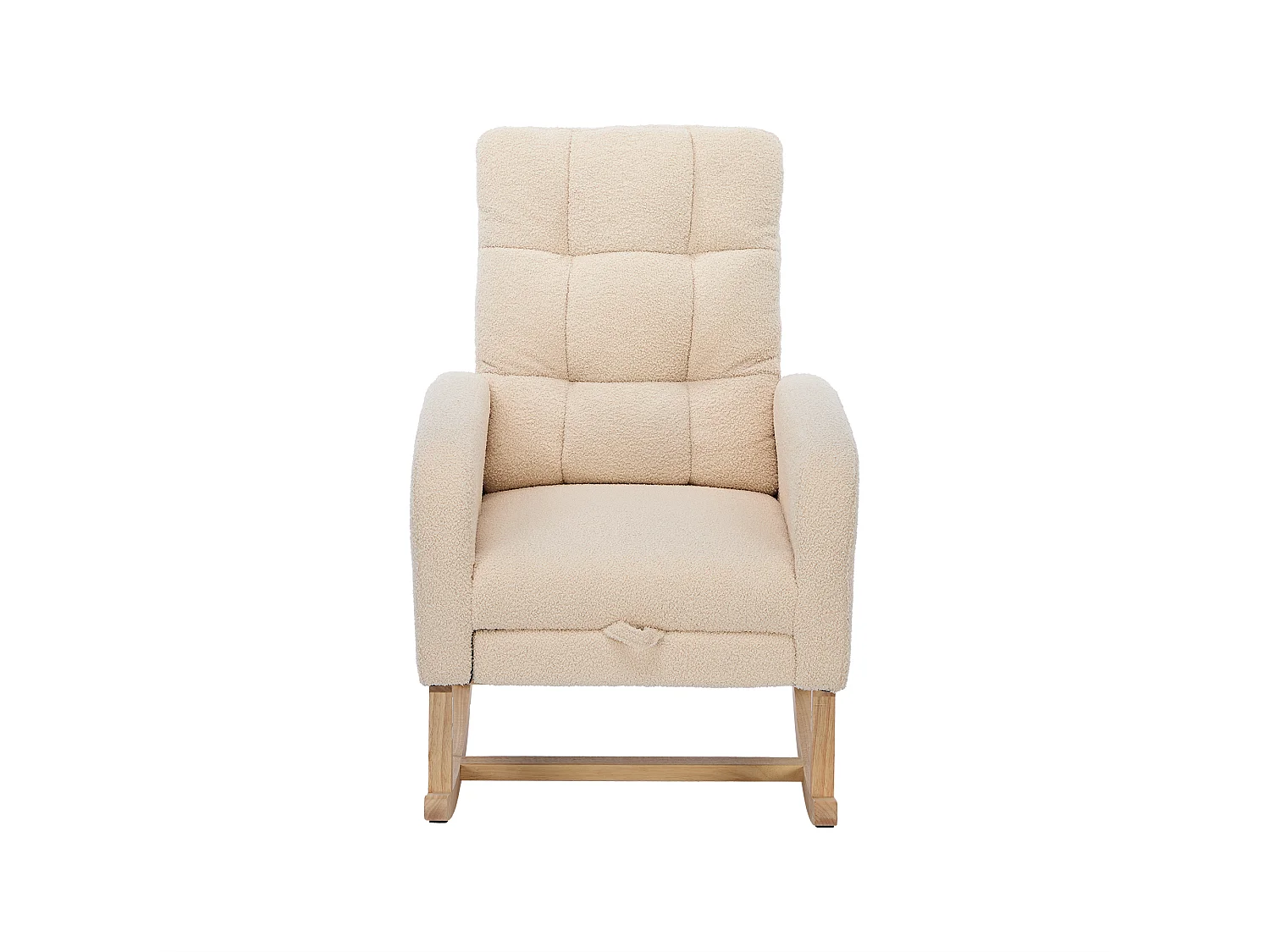 Fauteuil à bascule 132x50x99cm - Structure en bois massif - Velours - beige