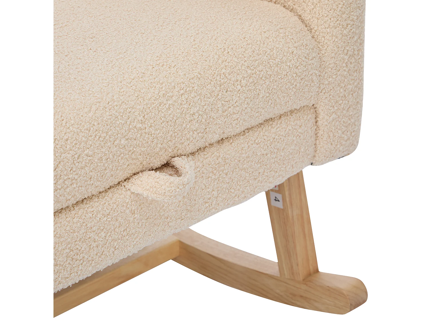 Fauteuil à bascule 132x50x99cm - Structure en bois massif - Velours - beige