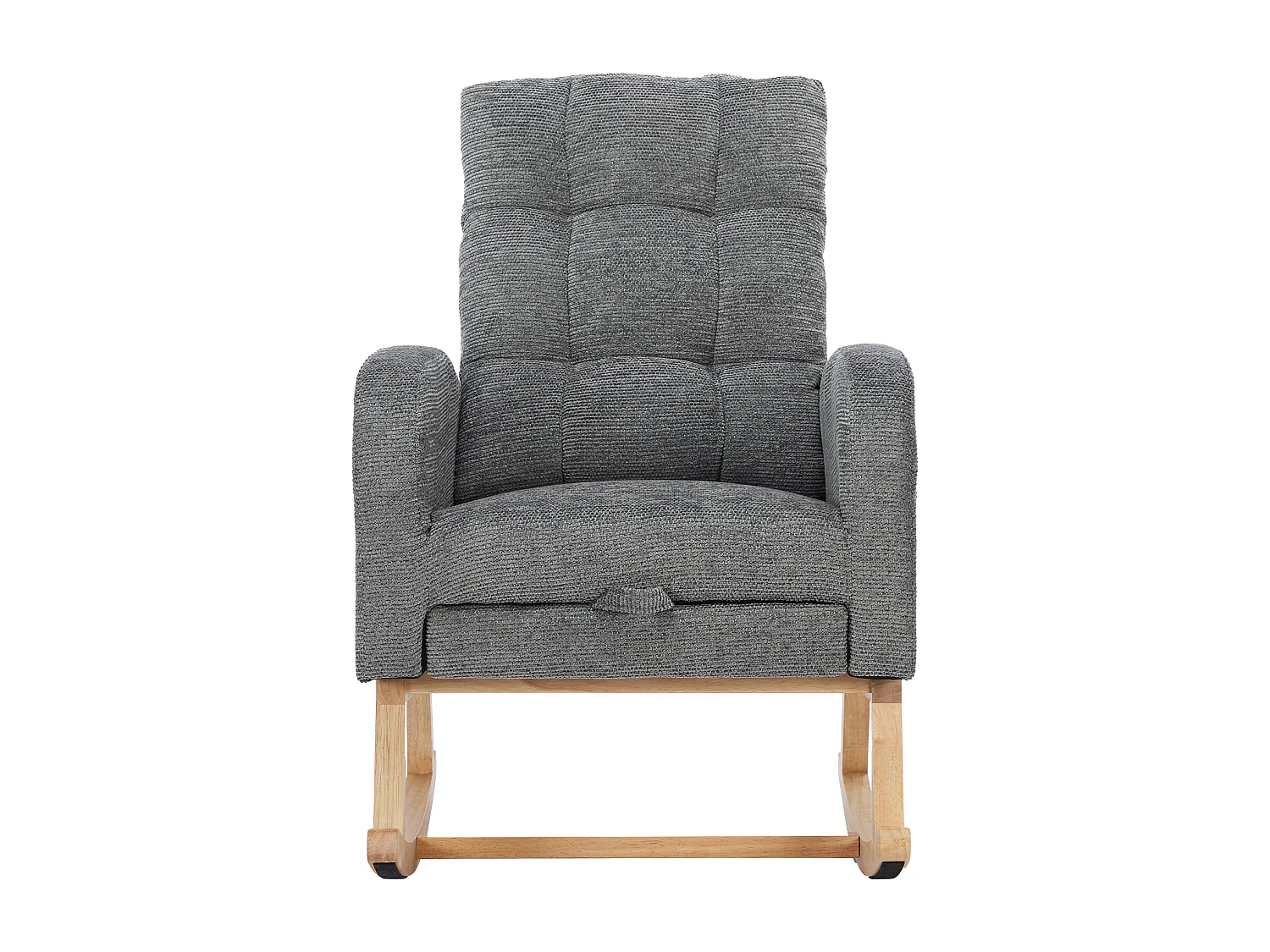 Fotel bujany 132x50x99cm - Konstrukcja z litego drewna - Welur - Szary