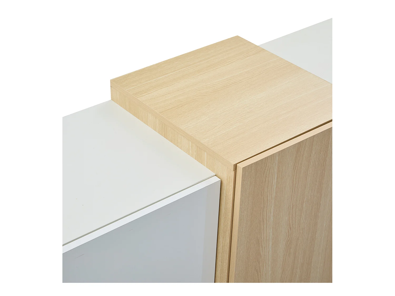 Credenza lucida 150x37x87 cm - con 2 ante - con 4 cassetti - MDF - bianco
