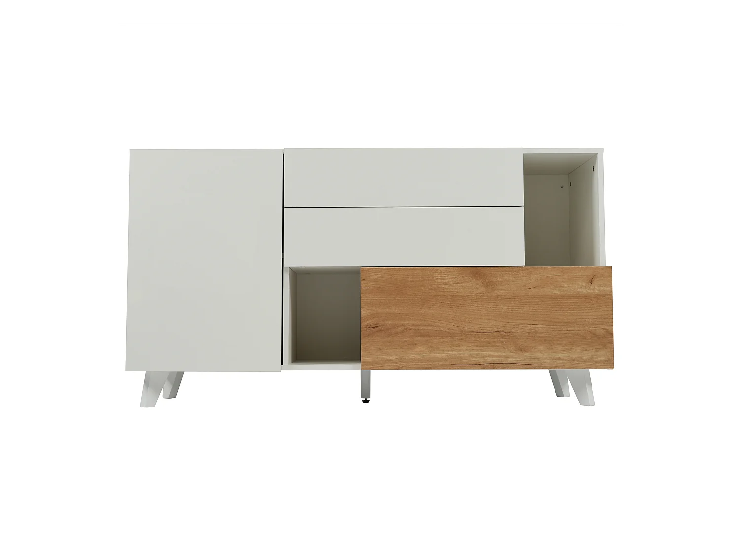 Credenza lucida 130x40x70 cm - 2 ante - 2 cassetti - con scomparti per riporre - bianco