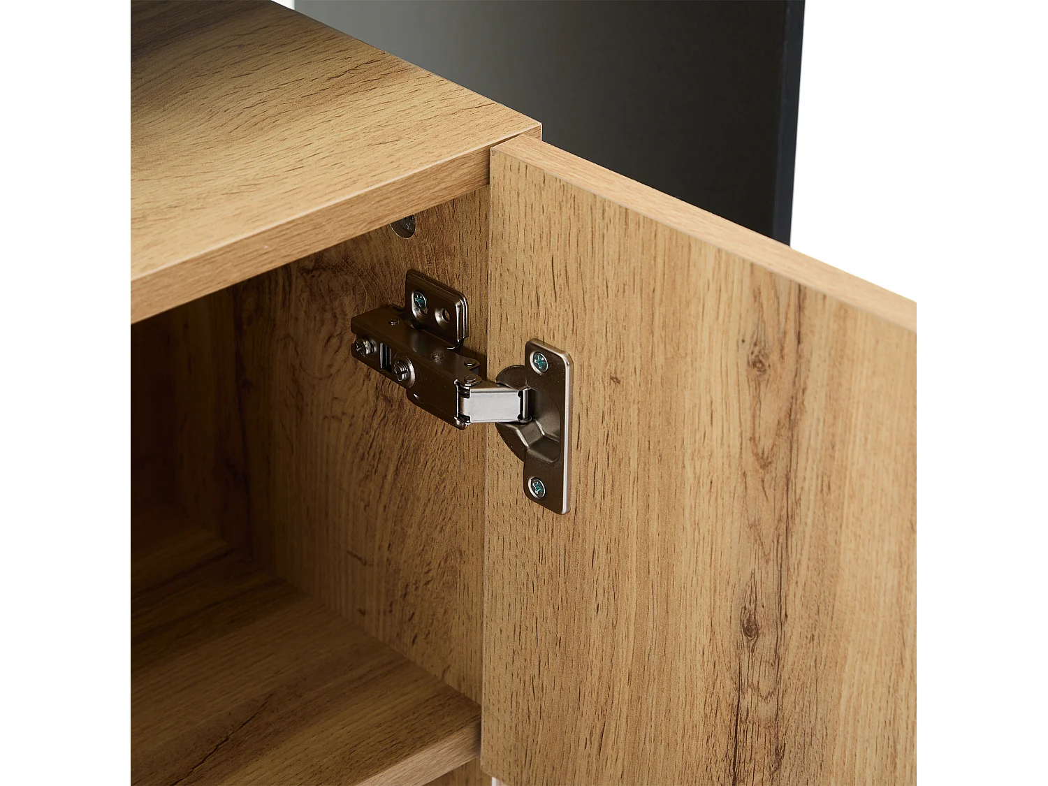 Buffet contemporain 140x44x94cm - avec éclairage LED - avec 3 portes - naturel