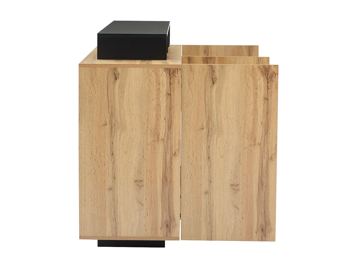 Buffet contemporain 140x44x94cm - avec éclairage LED - avec 3 portes - naturel