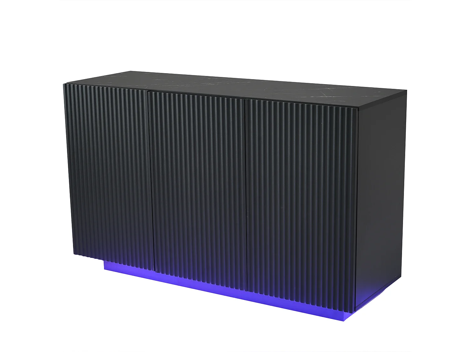 Buffet 120x40x75cm - avec 3 portes - avec éclairage LED - Panneau de particules - noir