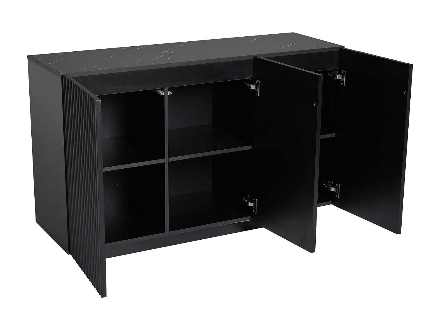 Buffet 120x40x75cm - avec 3 portes - avec éclairage LED - Panneau de particules - noir