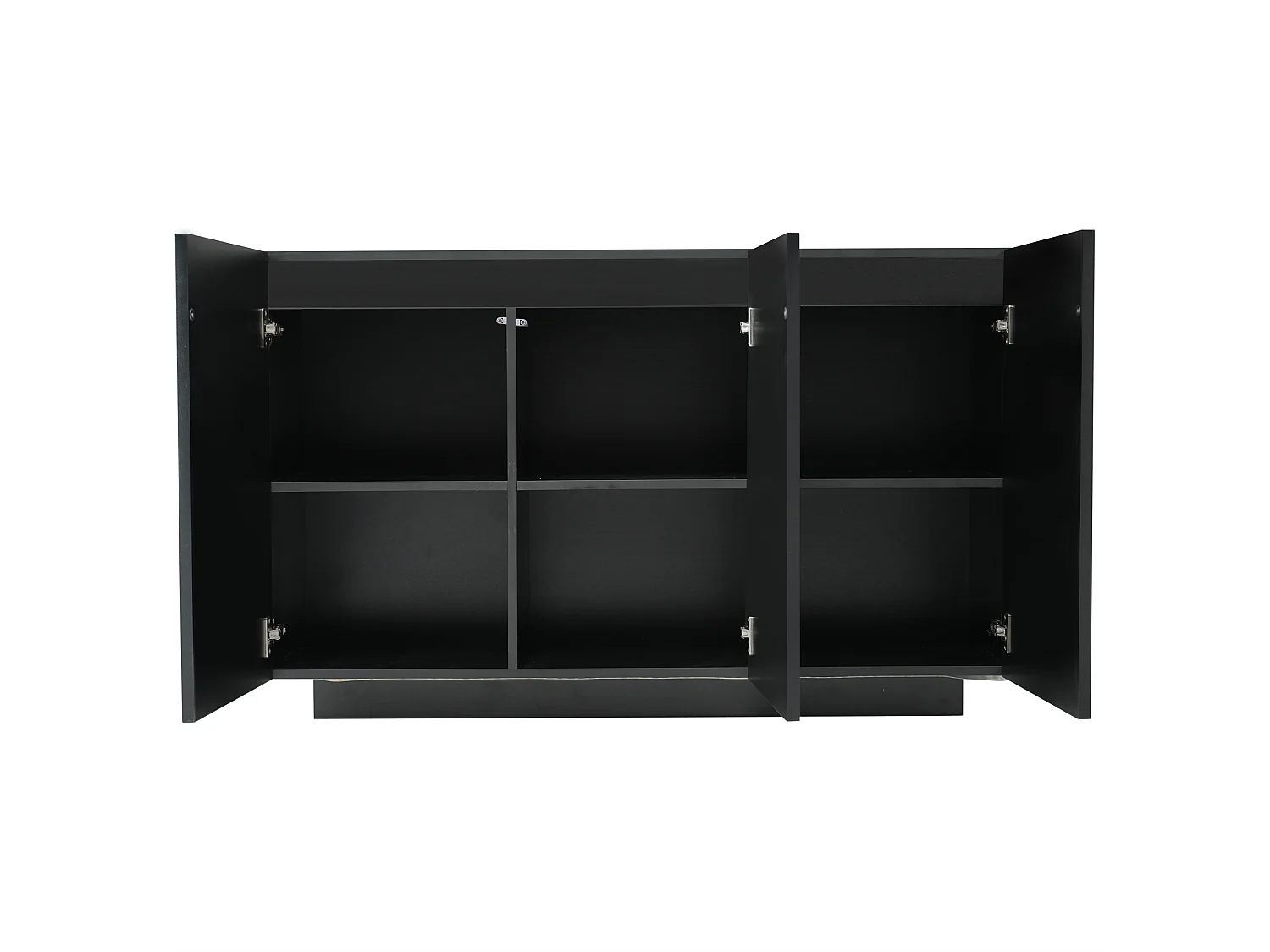 Buffet 120x40x75cm - avec 3 portes - avec éclairage LED - Panneau de particules - noir