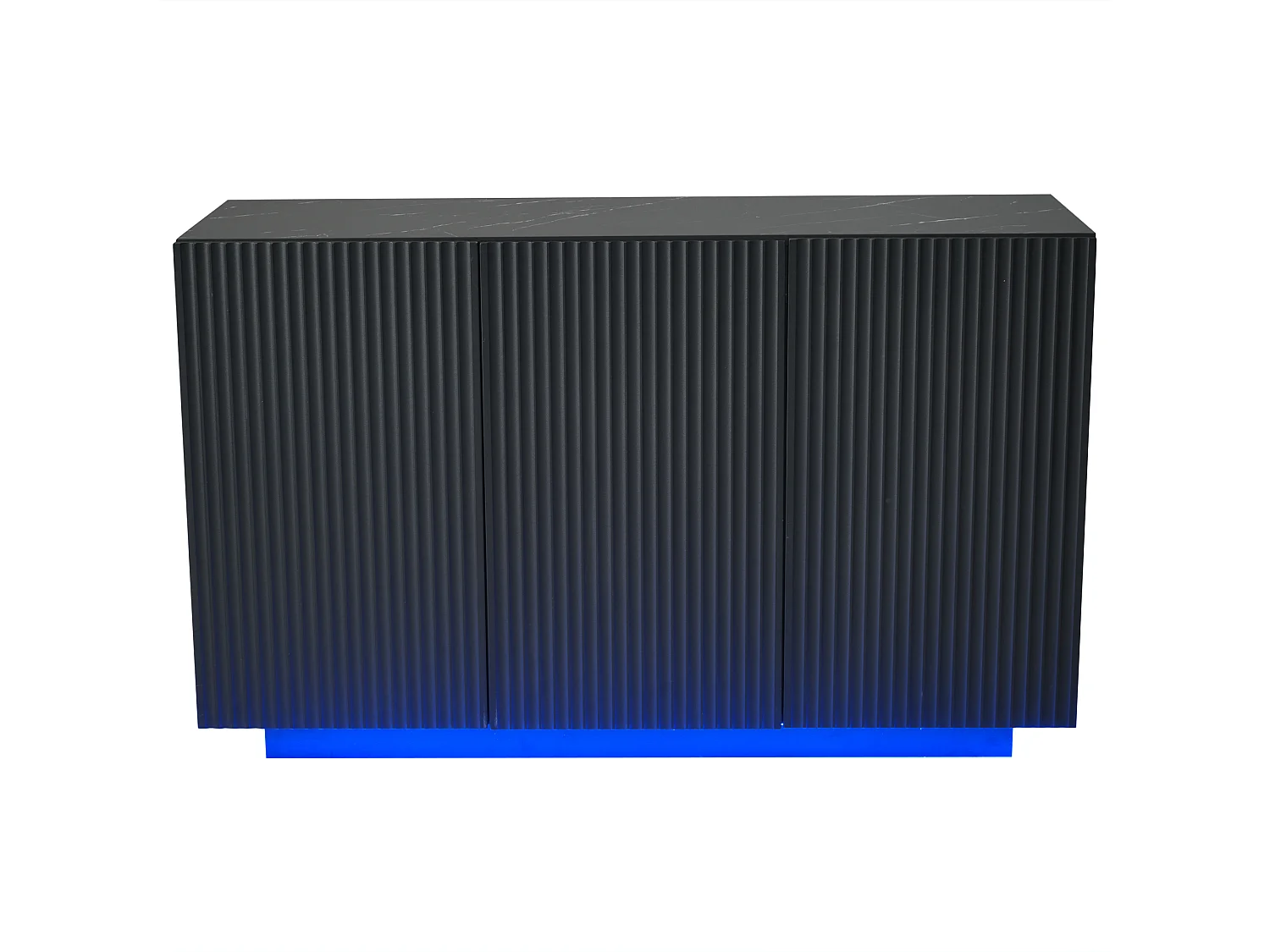 Buffet 120x40x75cm - avec 3 portes - avec éclairage LED - Panneau de particules - noir