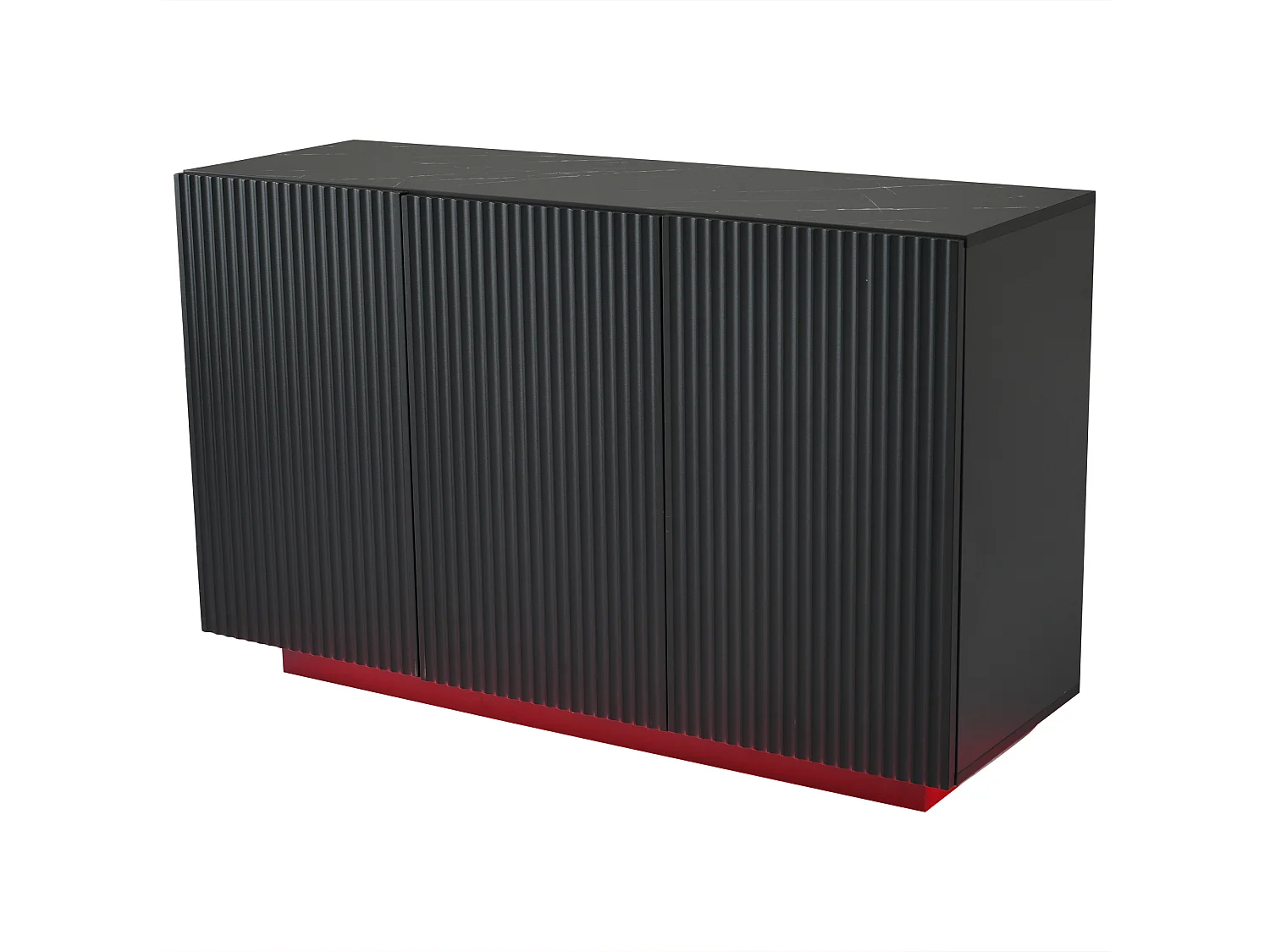 Buffet 120x40x75cm - avec 3 portes - avec éclairage LED - Panneau de particules - noir