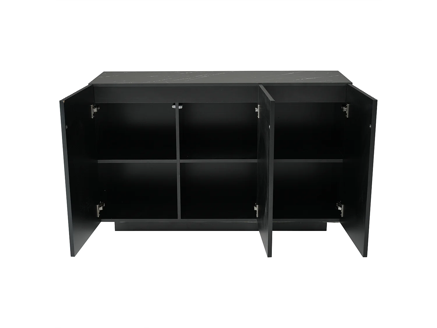 Buffet 120x40x75cm - avec 3 portes - avec éclairage LED - Panneau de particules - noir