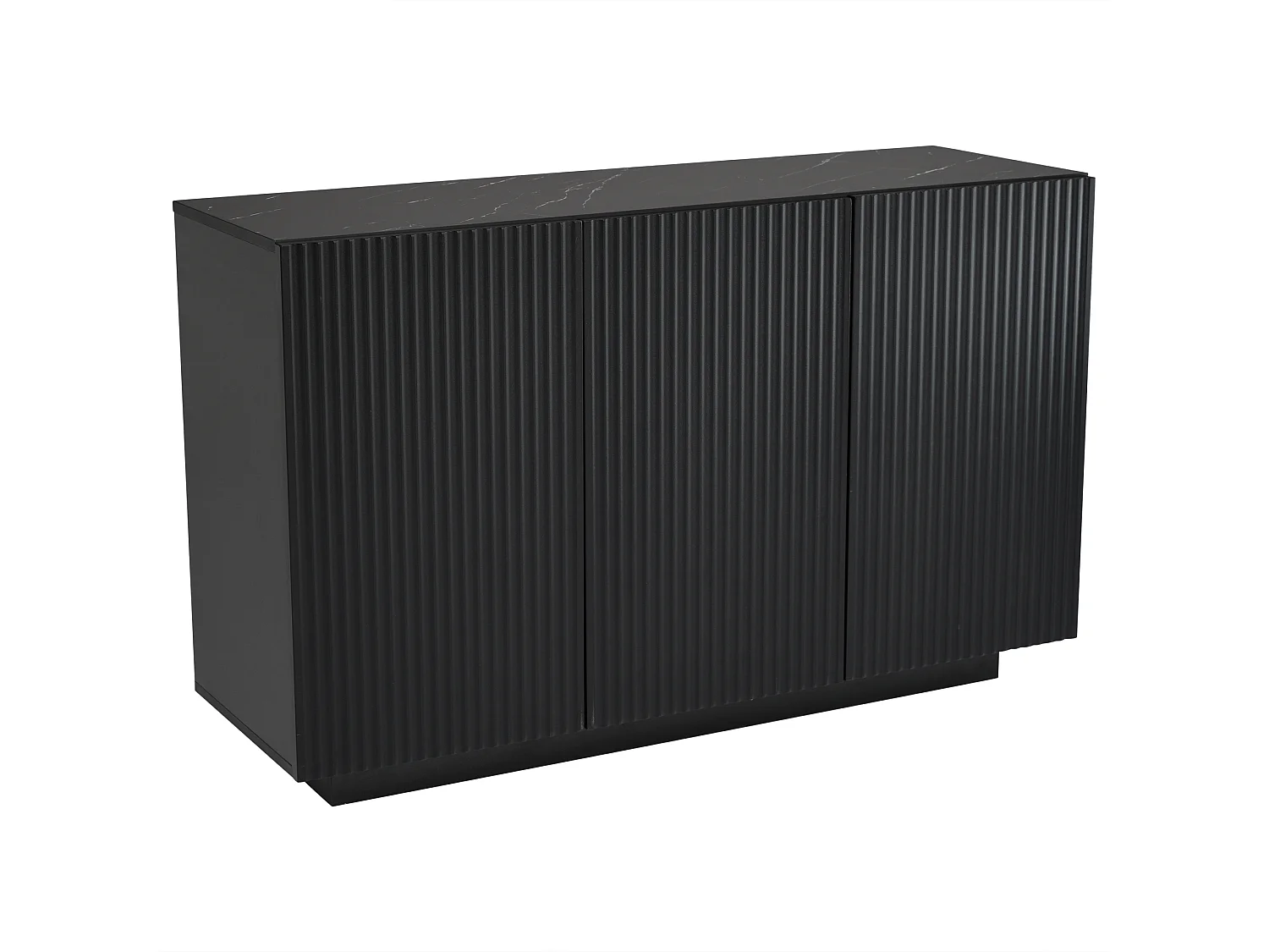 Buffet 120x40x75cm - avec 3 portes - avec éclairage LED - Panneau de particules - noir