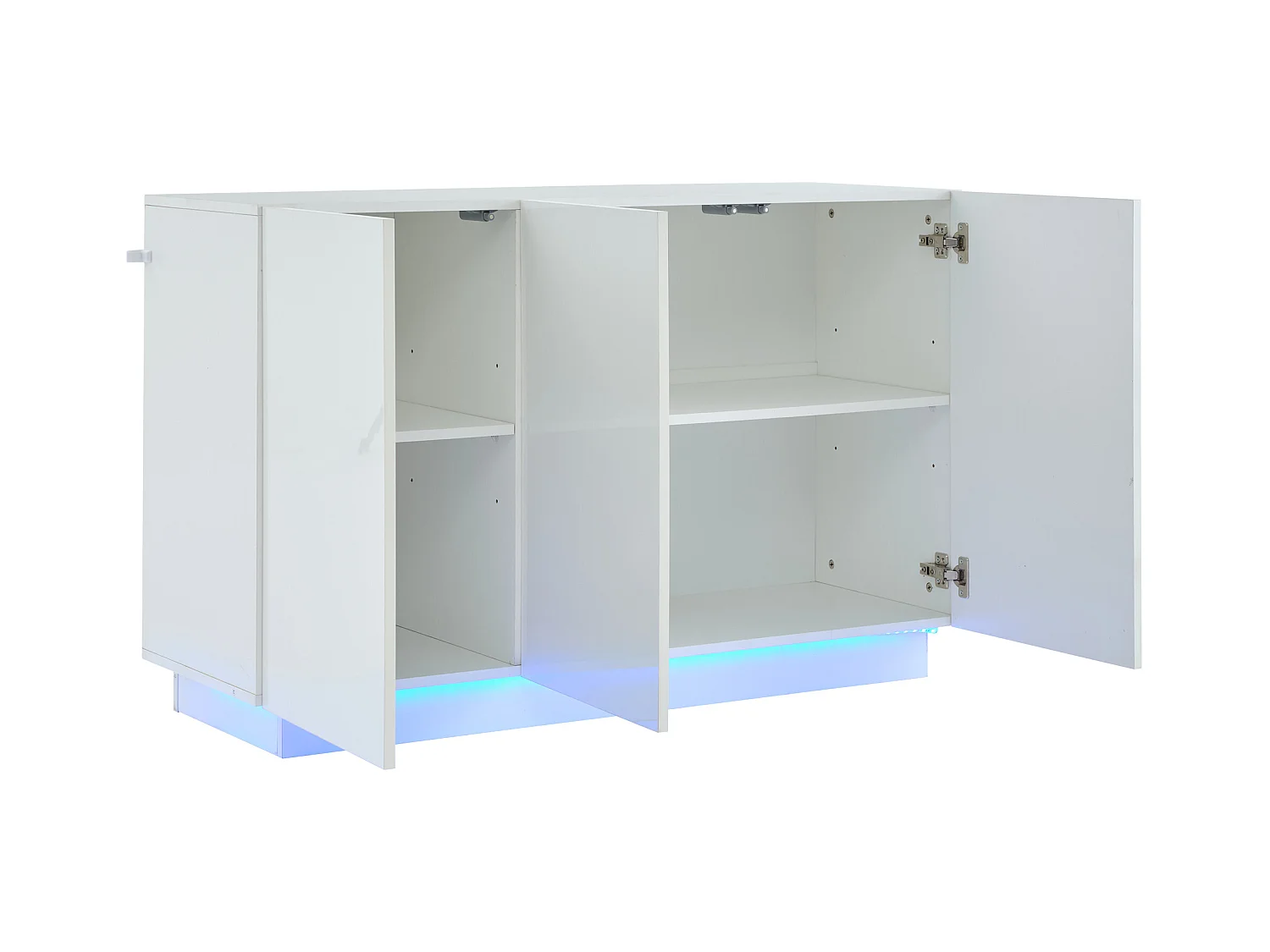 Buffet 120x40x75cm - avec éclairage LED - avec 3 portes - Panneaux de particules - Blanc