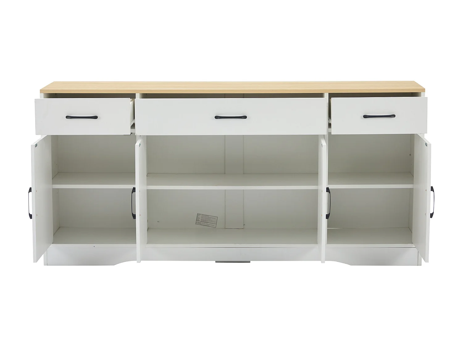 Buffet moderne 160x37x75 cm - avec 3 tiroirs - avec 4 portes - blanc