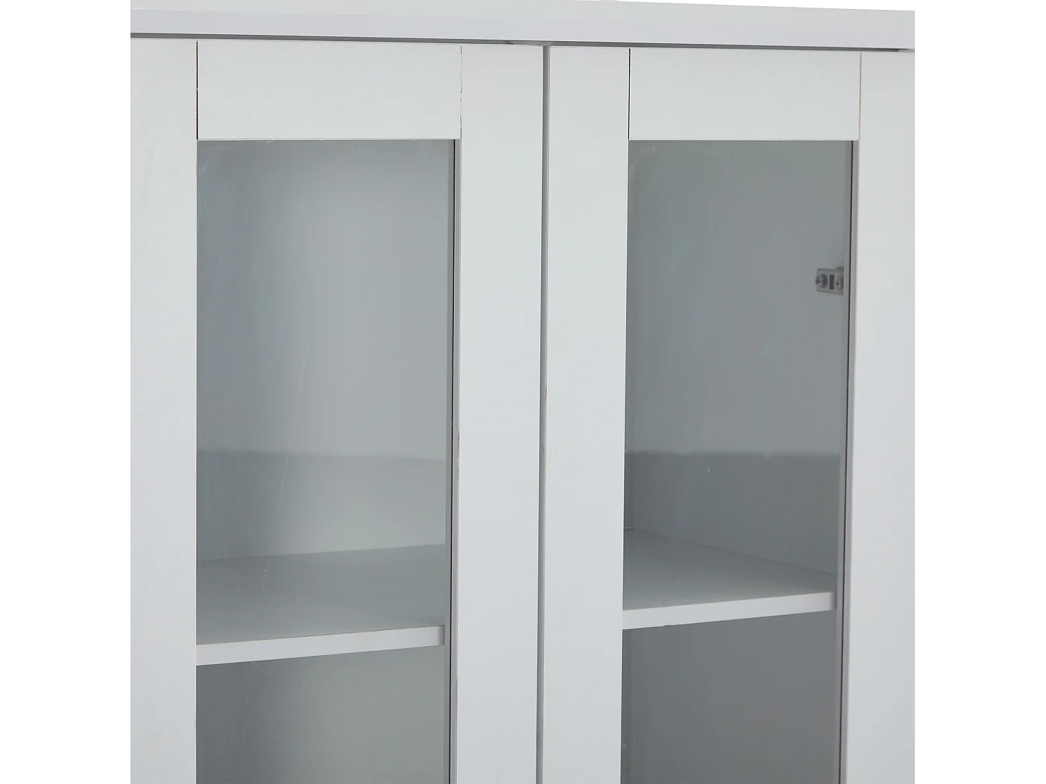 Vitrine LED moderne 60x35x165cm - avec port USB - Télécommande 16 couleurs - avec 2 tiroirs - avec 2 portes vitrées - Blanc