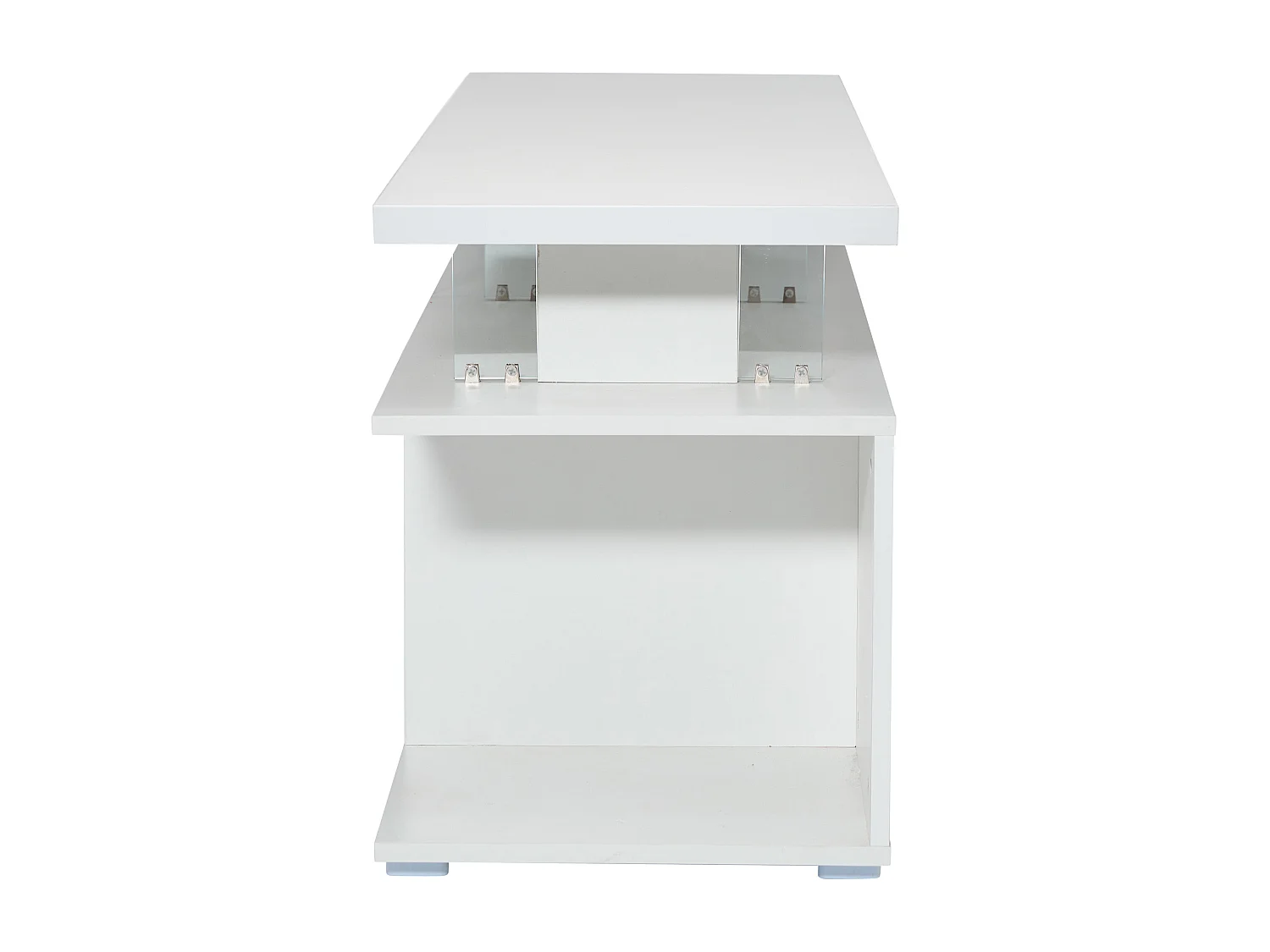 Meuble TV 40x150x53cm - avec éclairage LED - étagères - pour TV 60" - blanc