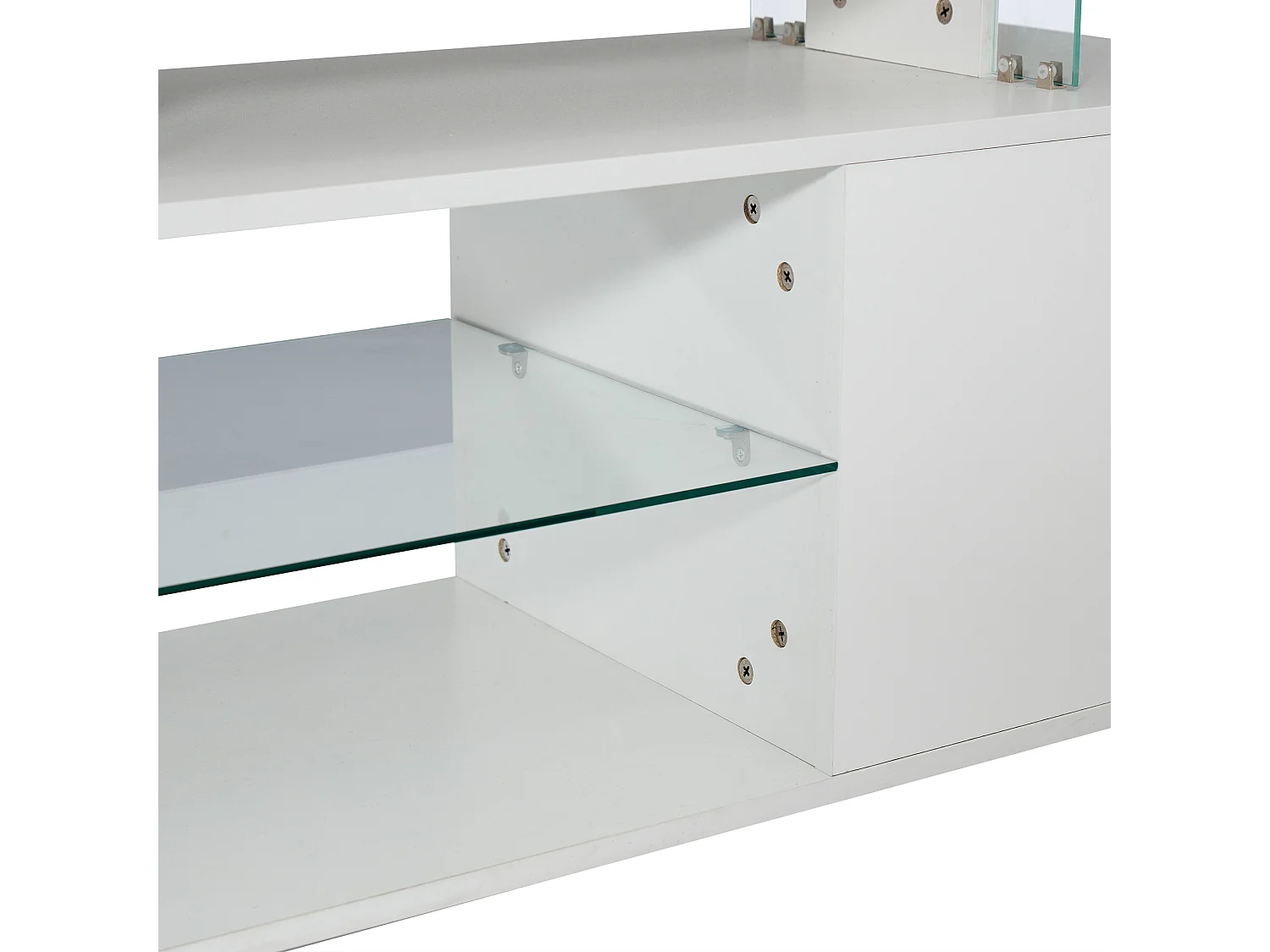 Meuble TV 40x150x53cm - avec éclairage LED - étagères - pour TV 60" - blanc