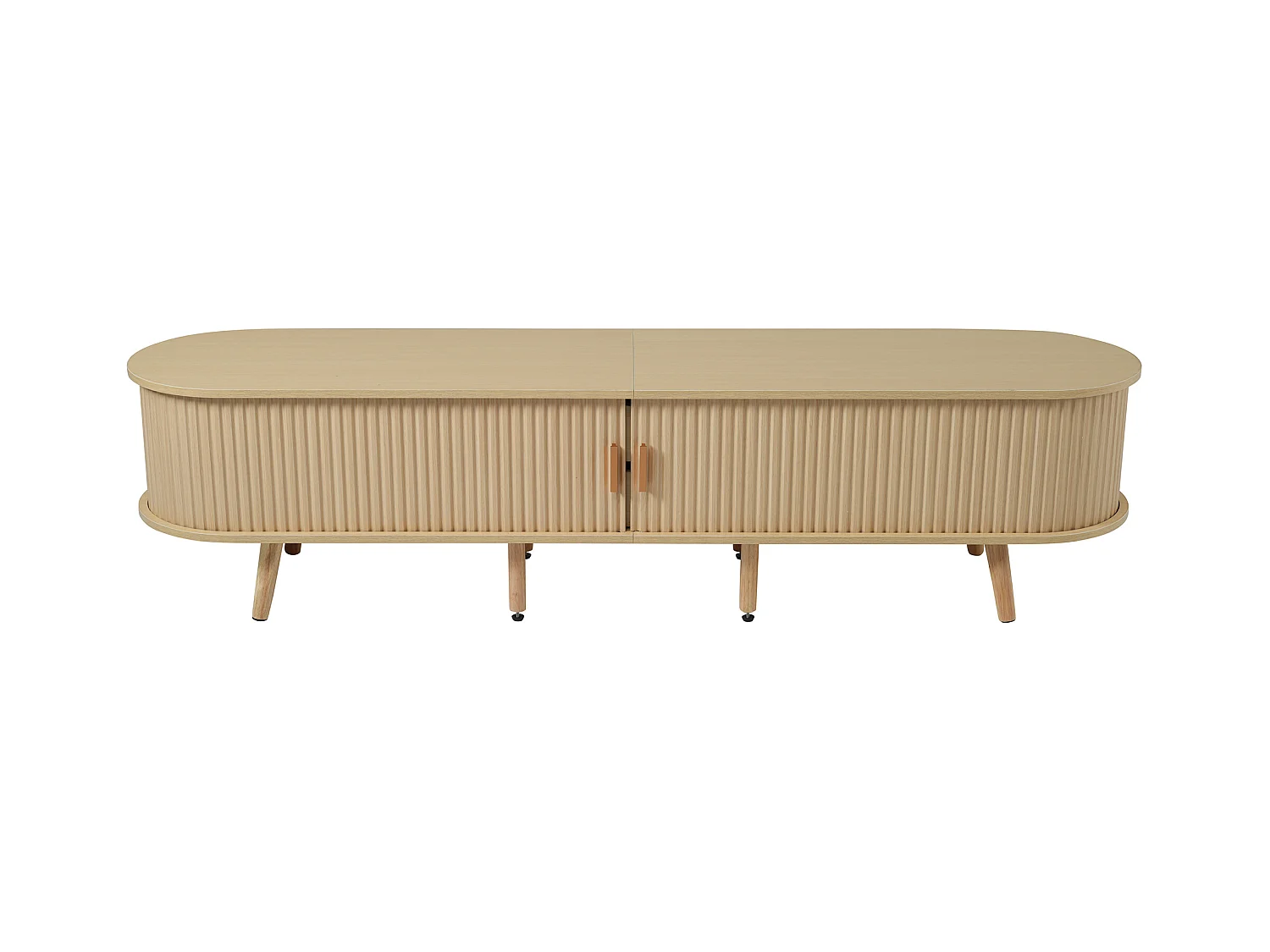 Meuble TV 175x40x42 cm - avec 2 tiroirs - avec 2 portes coulissantes - naturel