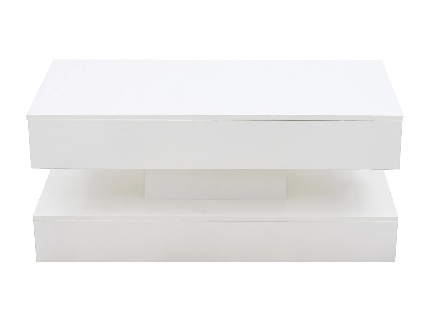 Mesa de centro moderna 100x50x42 cm - con iluminación LED - almacenamiento oculto - elevador hidráulico - blanco