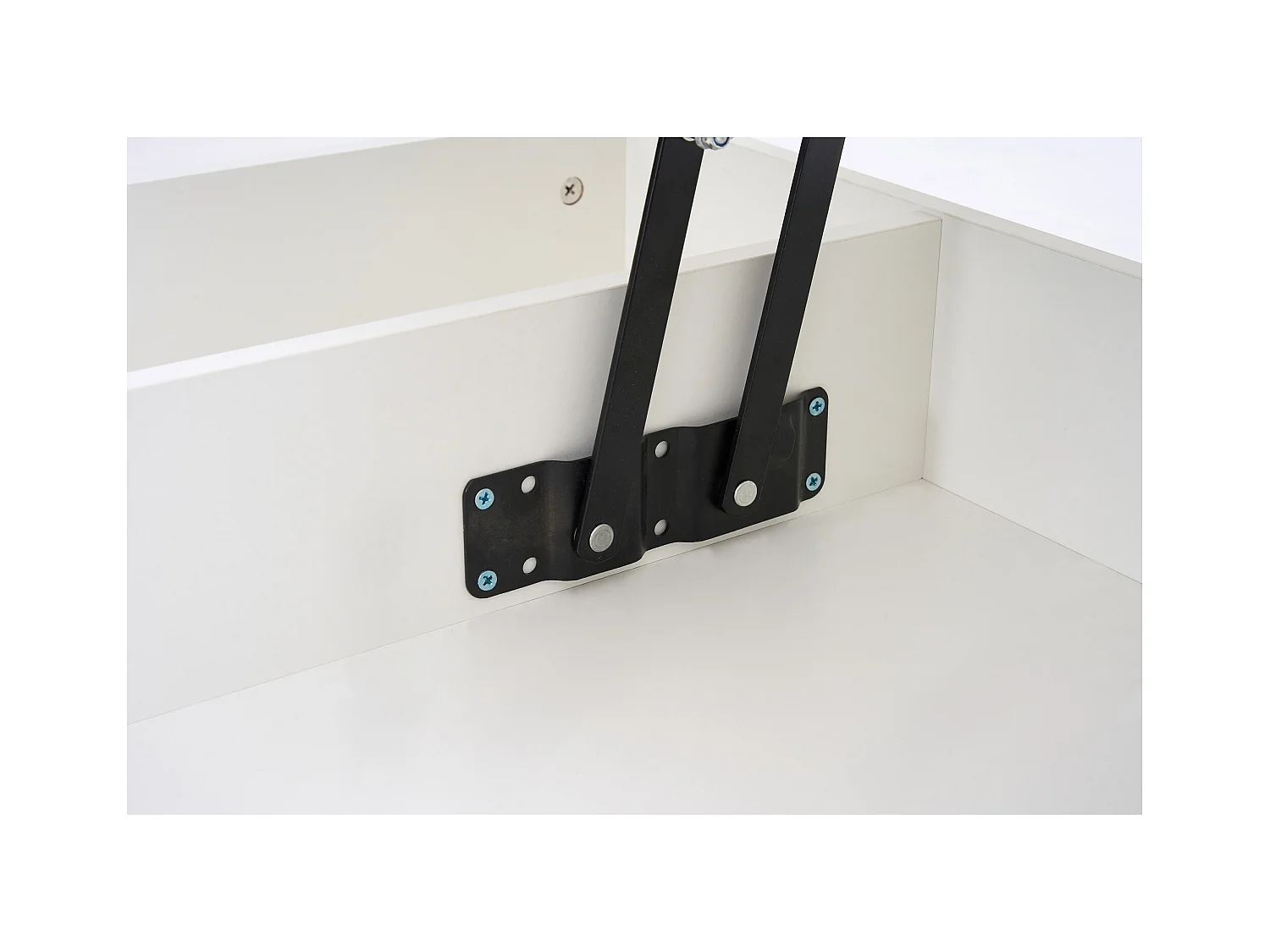 Mesa de centro moderna 100x50x42 cm - con iluminación LED - almacenamiento oculto - elevador hidráulico - blanco