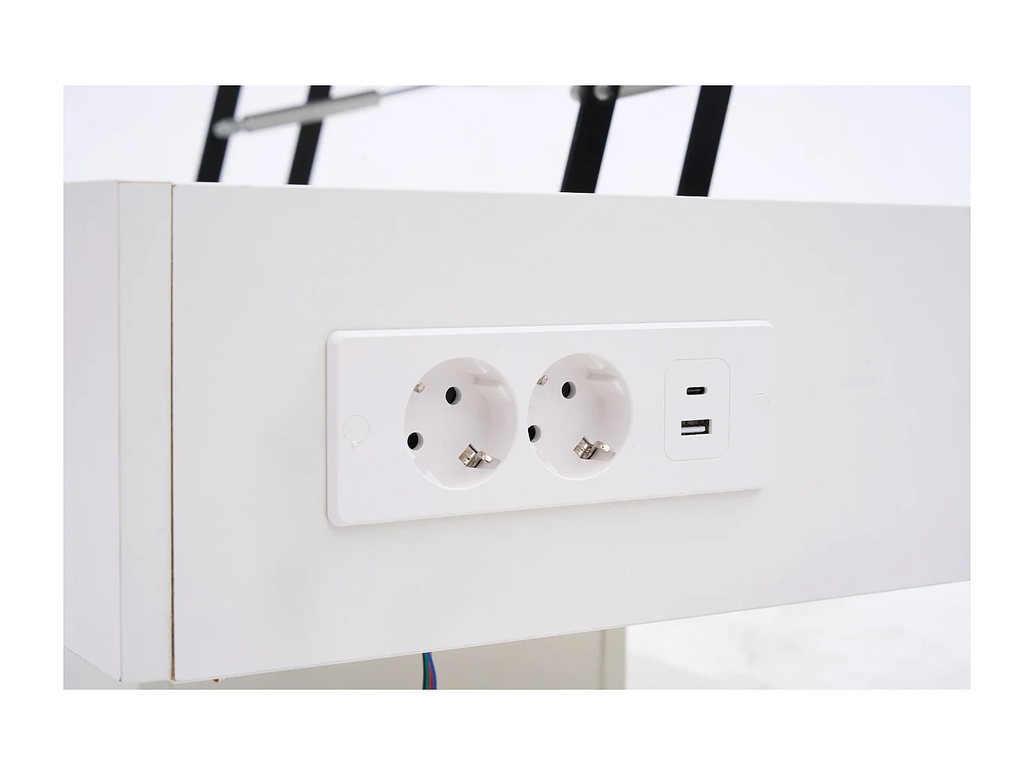 Table basse moderne 100x50x42cm - avec éclairage LED - rangement caché - avec élévateur hydraulique - blanc