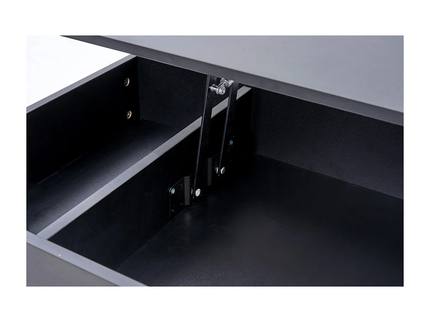 Tavolino moderno 100x50x42 cm - con illuminazione LED - vano nascosto - meccanismo idraulico di sollevamento - nero