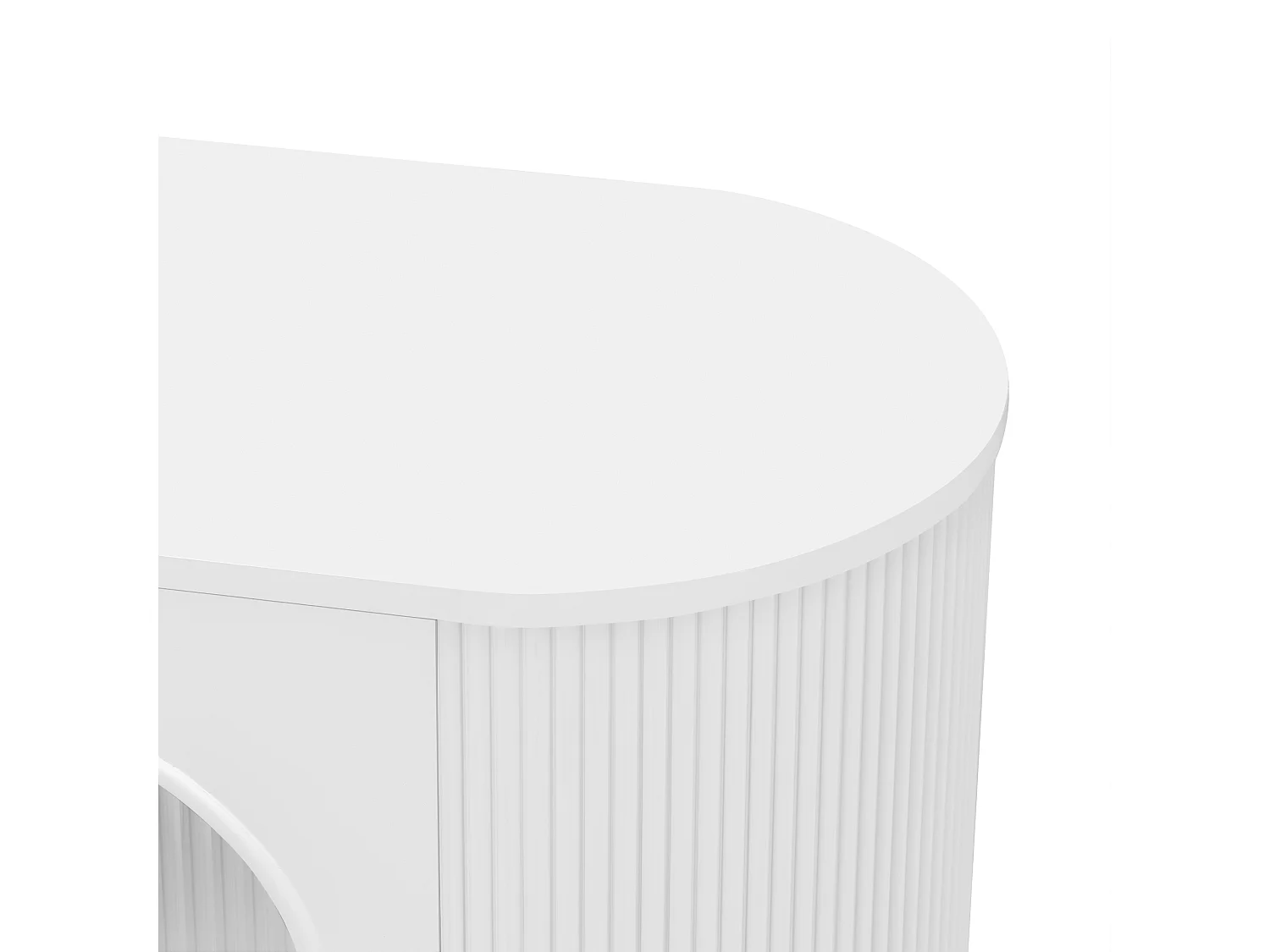 Meuble TV 170x35x55cm - avec 4 portes vitrées - poignées et pieds dorés - Blanc