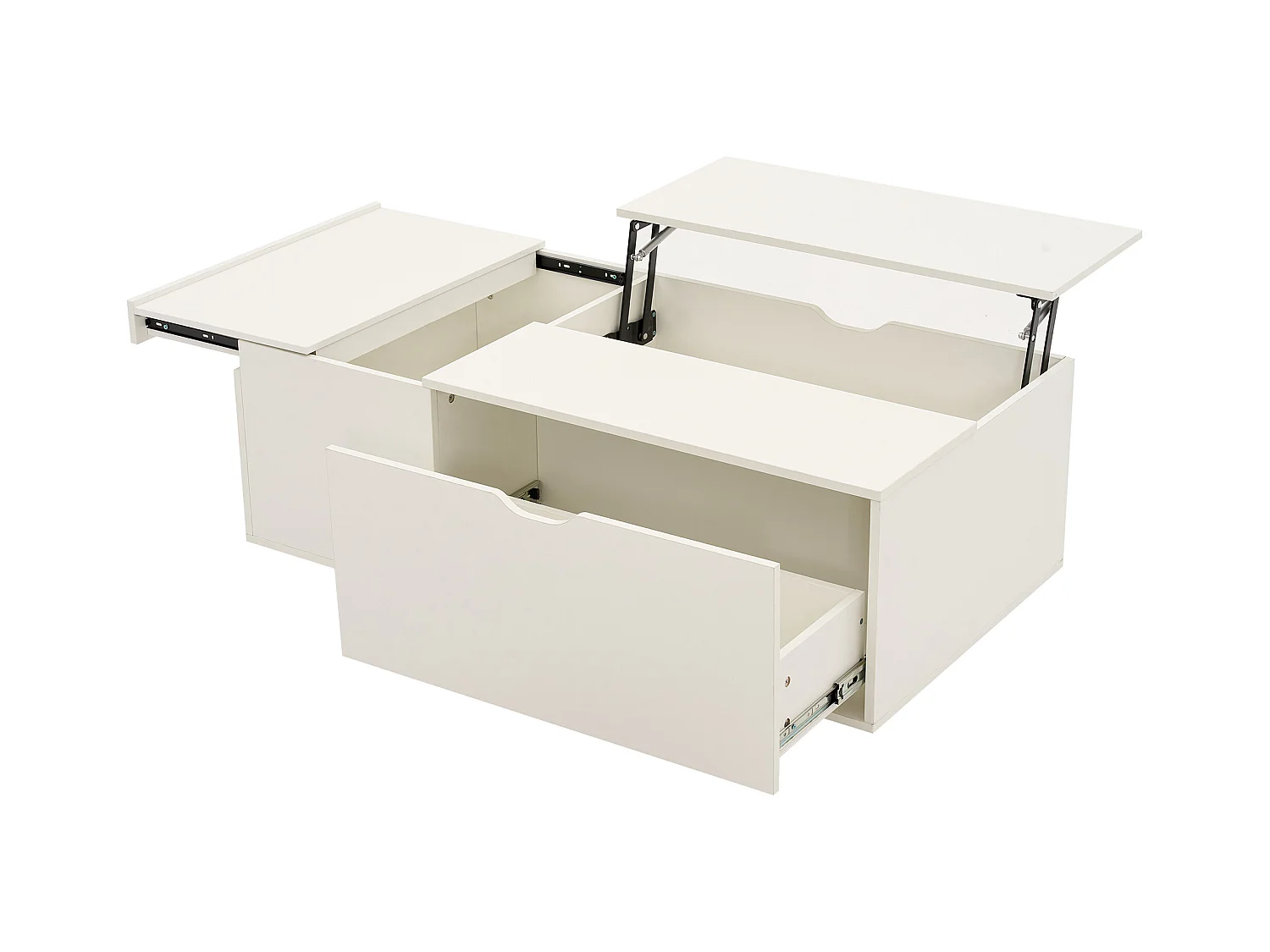 Table basse moderne 120x65x45.5cm - avec 1 grand tiroir - design relevable - blanc