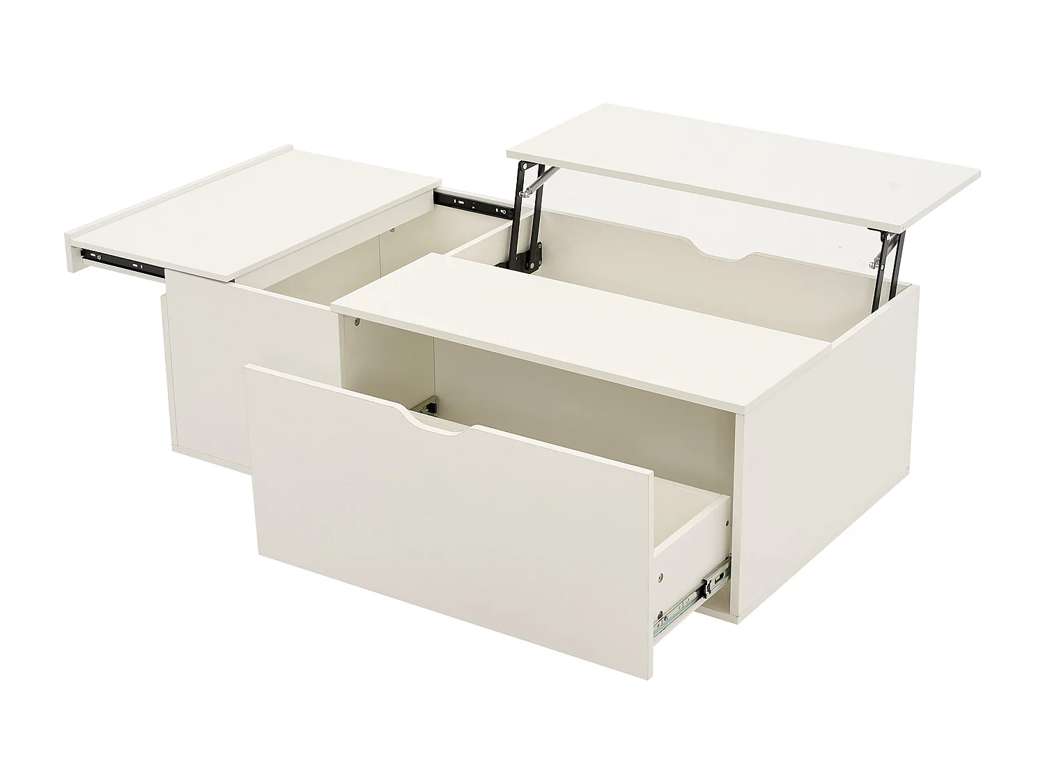 Table basse moderne 120x65x45.5cm - avec 1 grand tiroir - design relevable - blanc