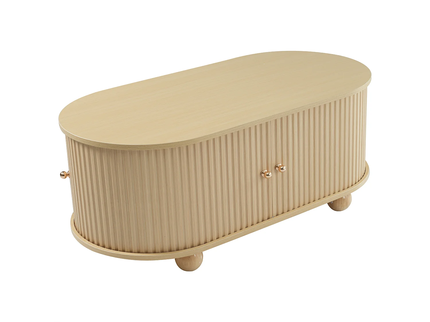 Mesa de centro 100x50x40 cm - com armazenamento - com portas corrediças - natural