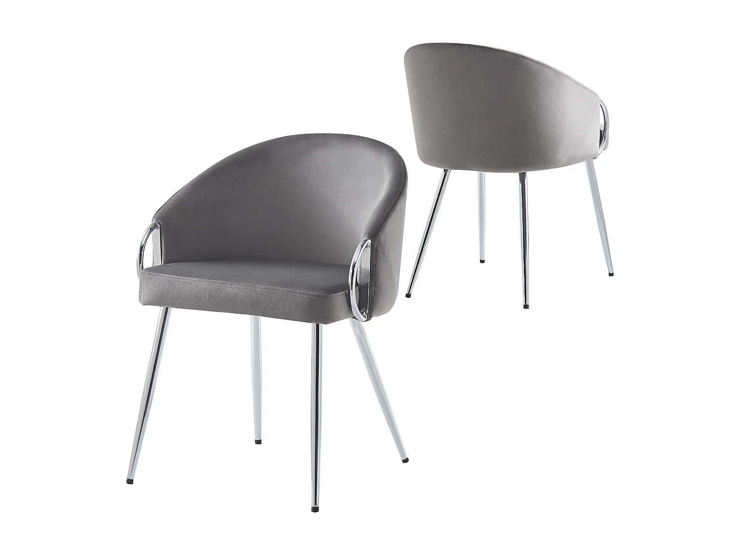 Lot de 2 chaises - Velours de haute qualité - Pieds réglables - Gris