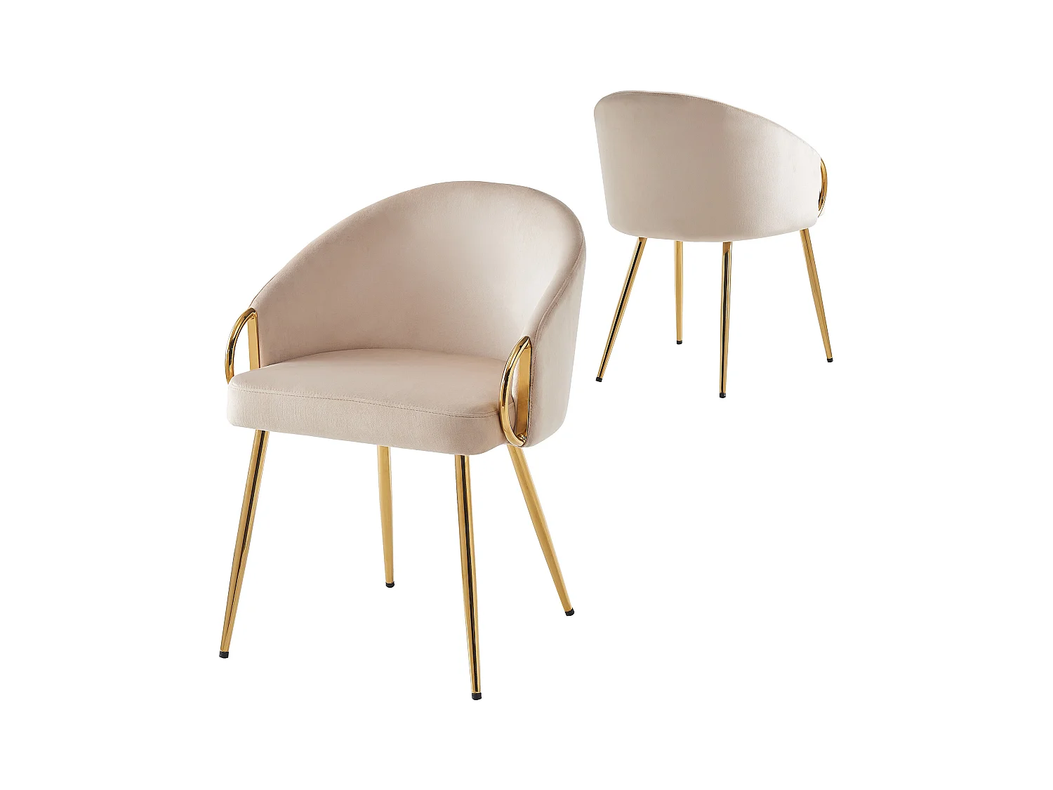 Lot de 2 chaises - Velours de haute qualité - Pieds réglables - Beige