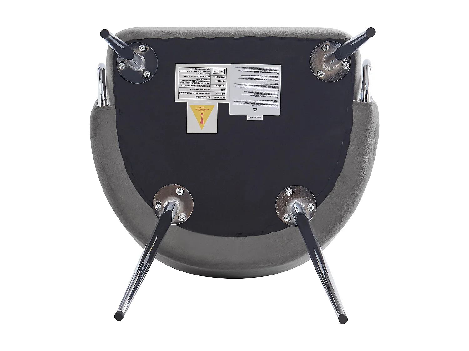 Lotto di 6 sedie - Velluto di alta qualità - Gambe regolabili - Grigio