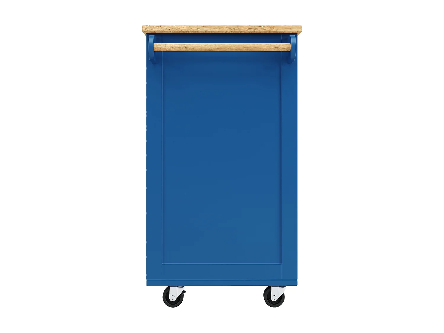 Mobiele centrale keukeneiland met 2 deuren en 2 lades - 102x45x92 cm - MDF van hout - Blauw en natuurlijk