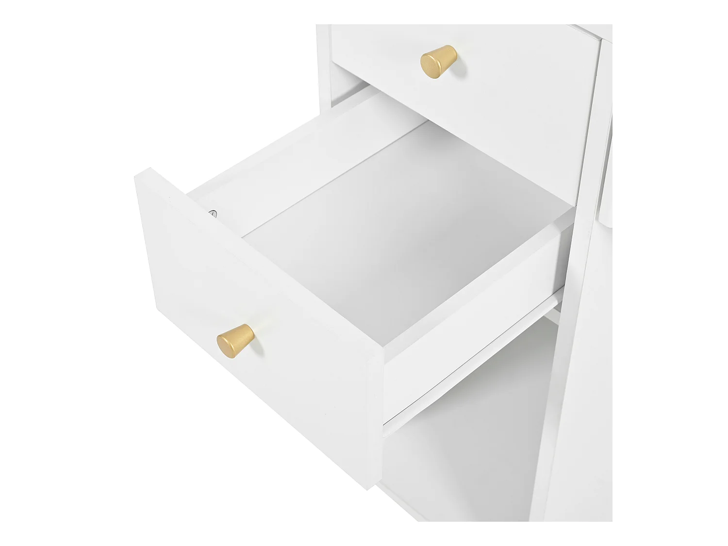 Schminktisch mit Spiegel 100×40×138 cm - mit Hocker - mit LED-Beleuchtung - mit einstellbarer Helligkeit - mit 3 Schubladen - mit offenen Regalen - weiß