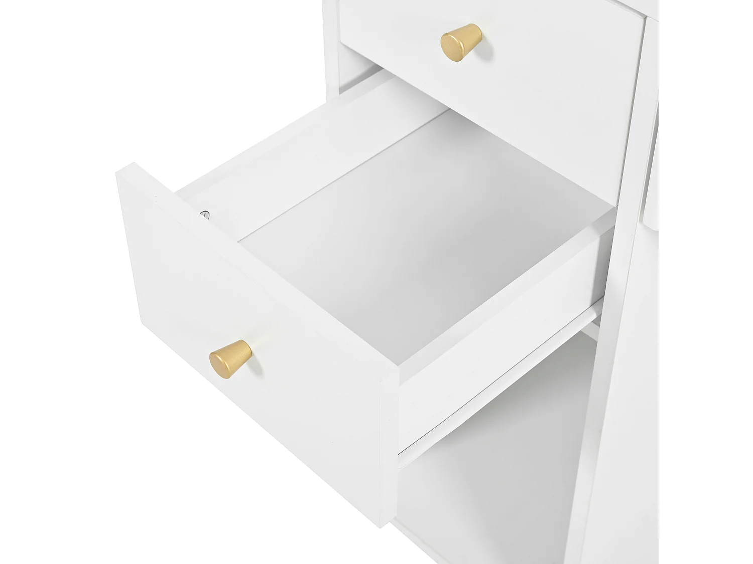 Coiffeuse avec miroir 100×40×138 cm - avec tabouret - avec éclairage LED - avec luminosité réglable - avec 3 tiroirs - avec étagères ouvertes - blanc