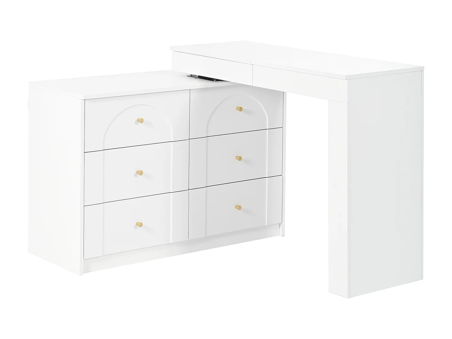 Coiffeuse avec éclairage LED 105x40x80 cm - avec 7 tiroirs - avec compartiments de rangement - blanc