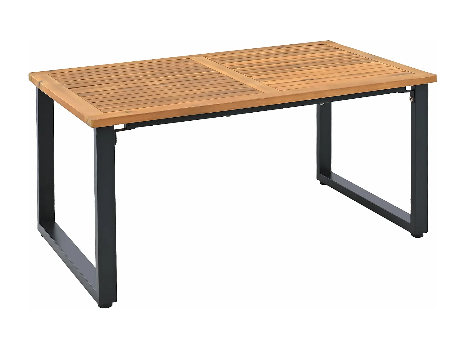 Conjunto de jardim em aço 4 lugares - sofá - 2 poltronas e mesa de centro - em aço galvanizado - Madeira de acácia - Bege