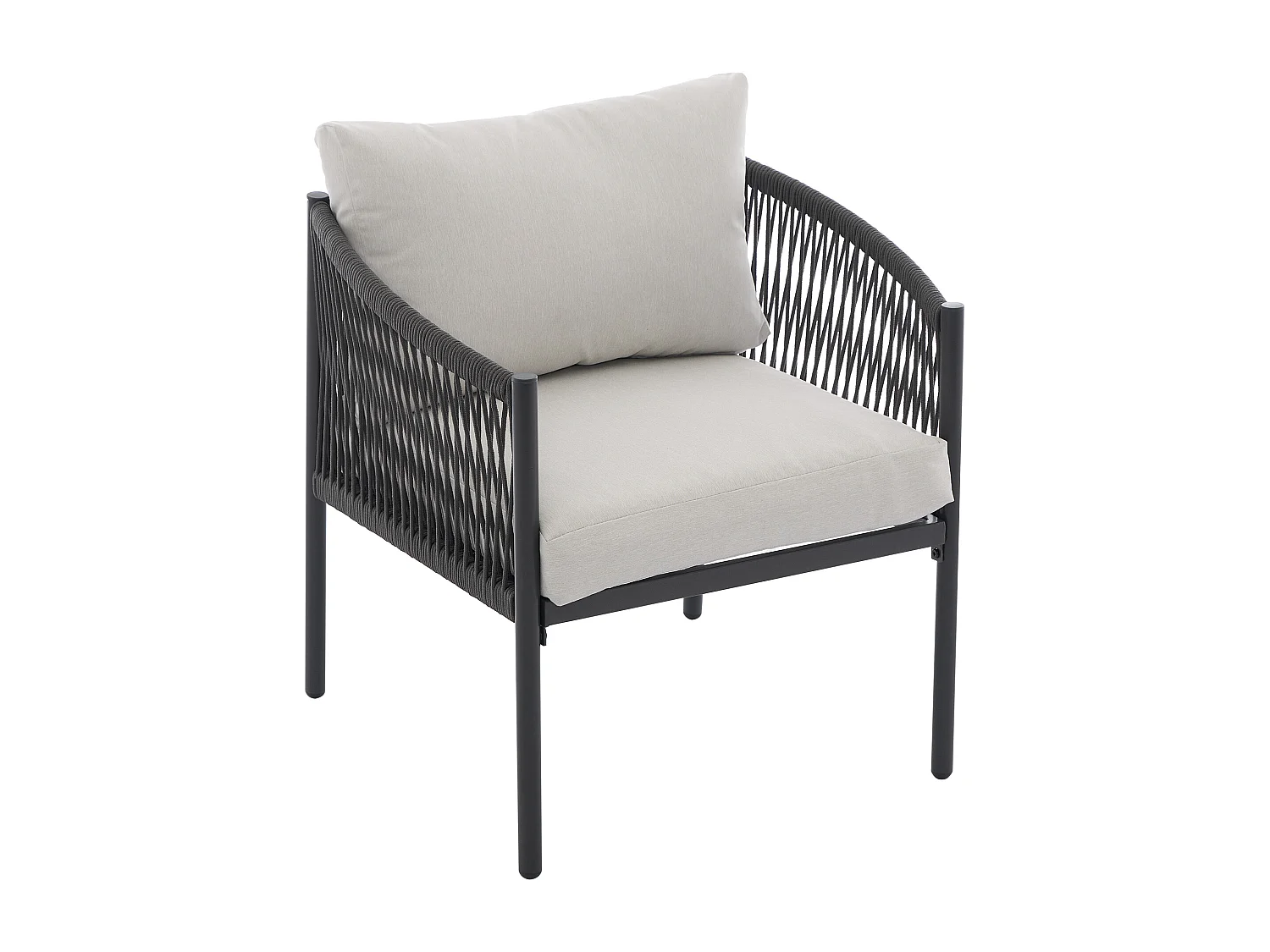 Salon de jardin, ensemble de meubles de jardin, canapé 3 places, 2 fauteuils et 2 tables basses, extérieur, acier galvanisé, gris