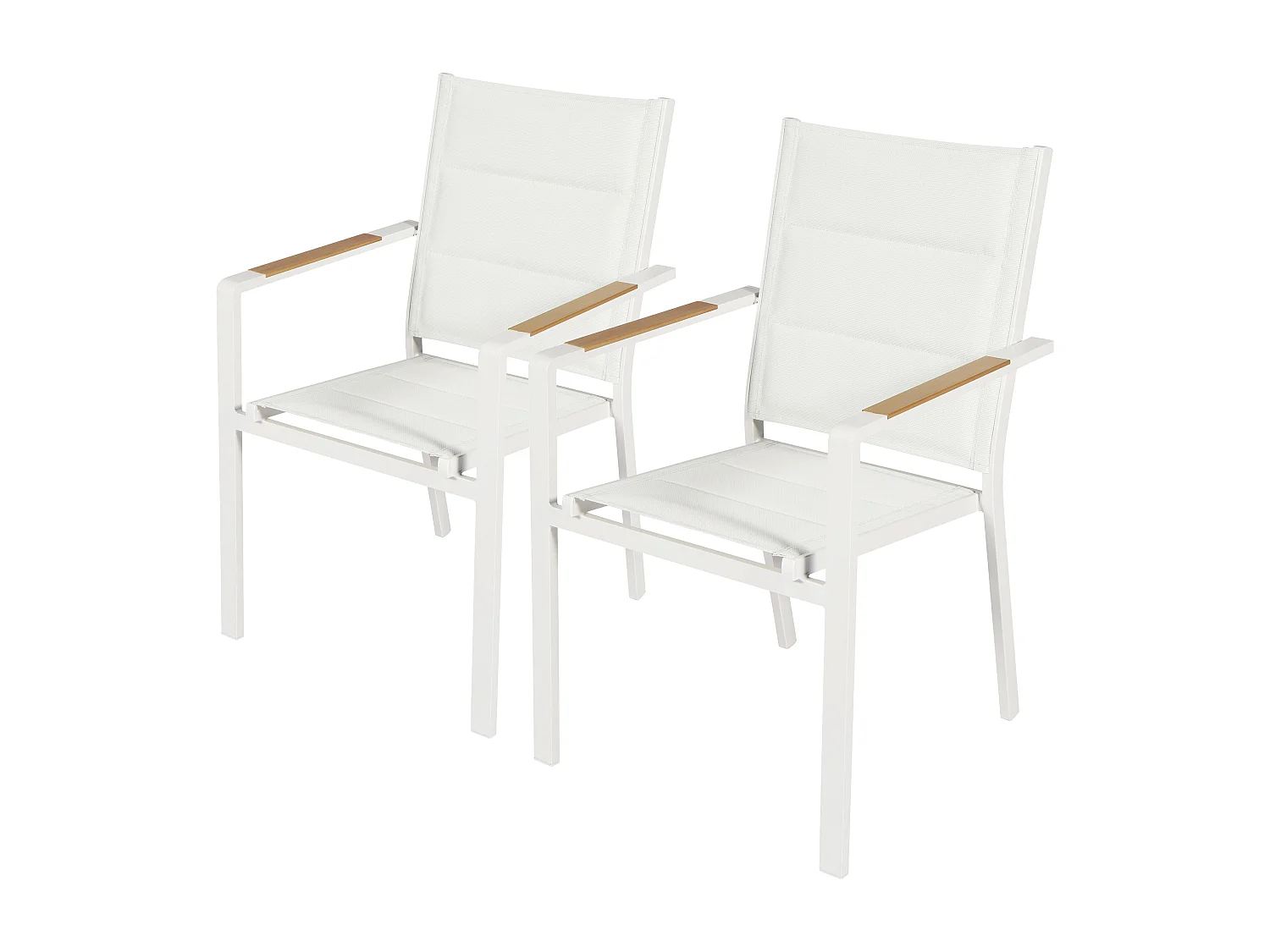 Lot de 2 chaises de jardin en aluminium et textilène blanc