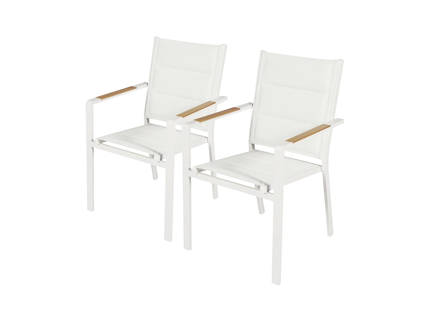 Lot de 2 chaises de jardin en aluminium et textilène blanc