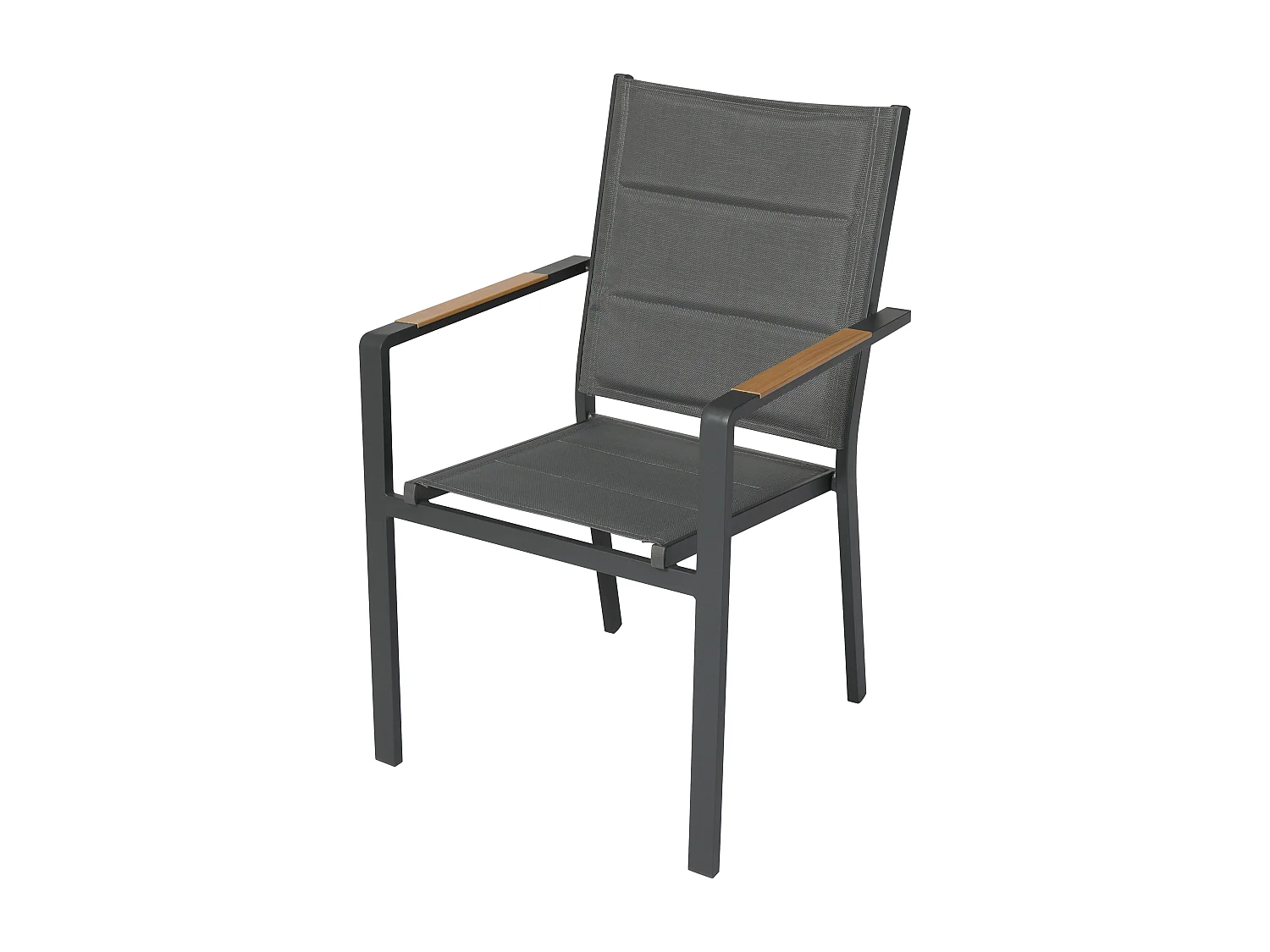 Lot de 2 chaises de jardin en aluminium et textilène gris