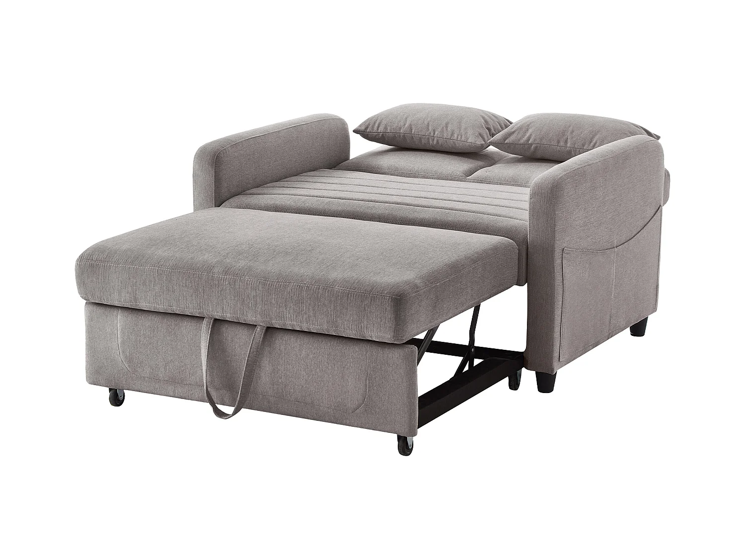 Doppel-Schlafsofa 114 x 77 x 82.5 cm - 3-fach verstellbare Rückenlehne - Baumwoll-Leinen-Stoff - grau