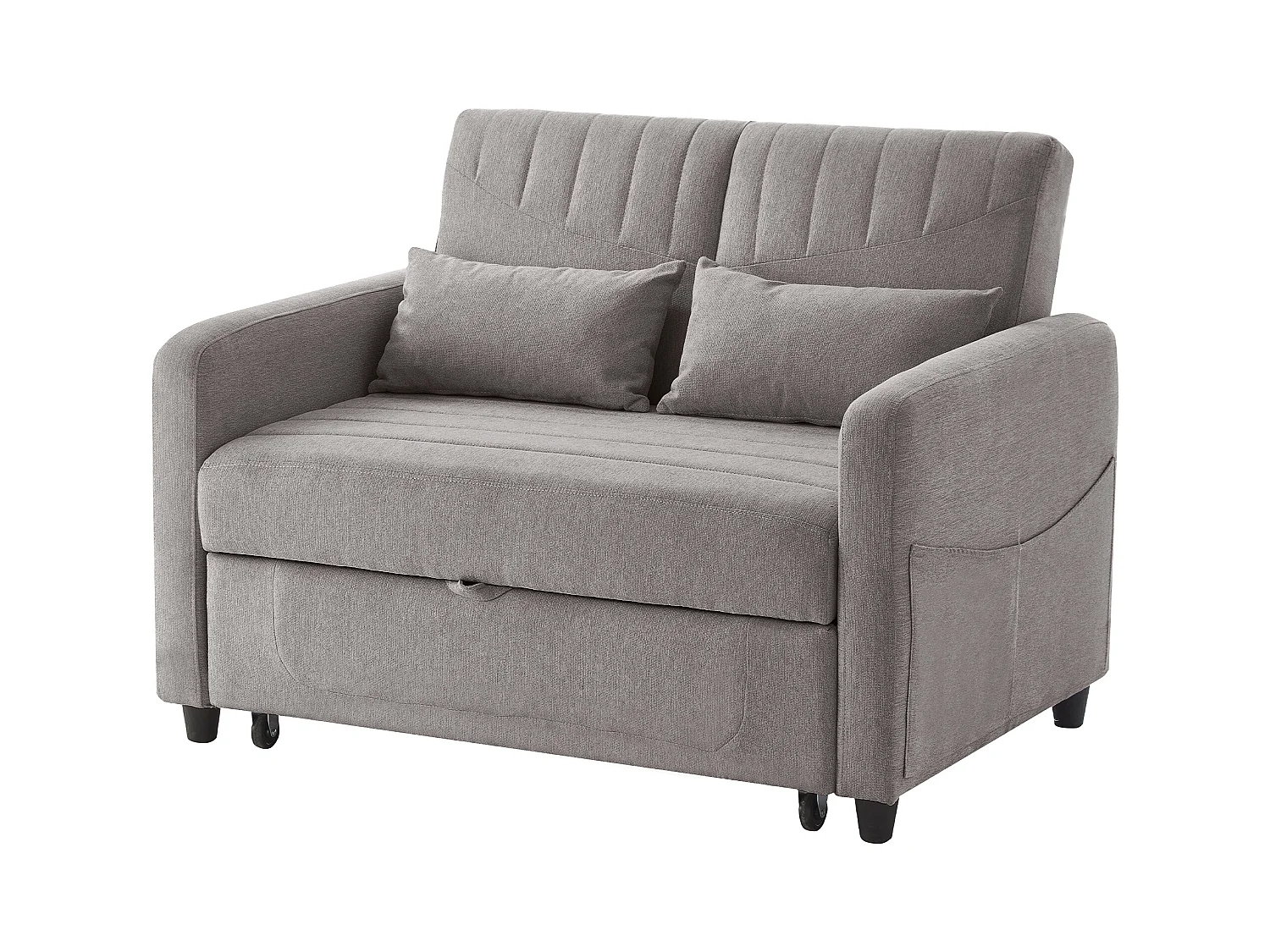 Doppel-Schlafsofa 114 x 77 x 82.5 cm - 3-fach verstellbare Rückenlehne - Baumwoll-Leinen-Stoff - grau
