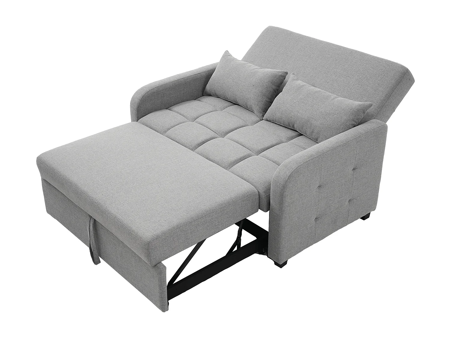 Canapé convertible 127x75x94 cm - Canapé dossier réglable - Avec 2 coussins - Gris foncé
