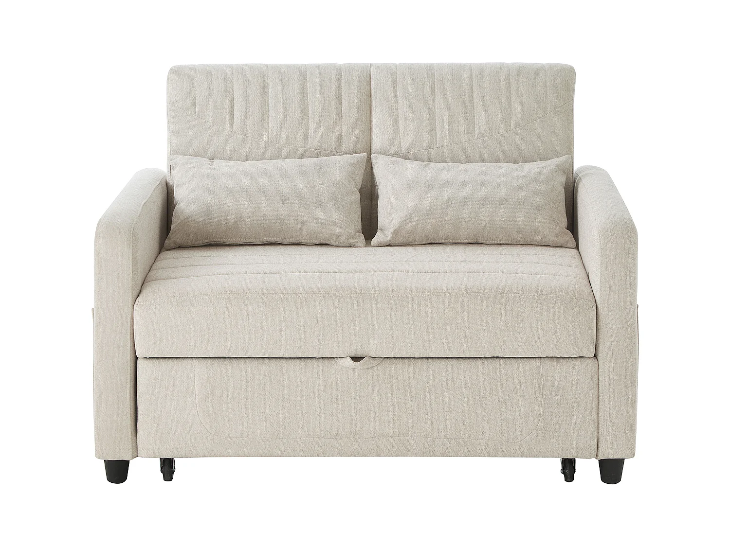 Canapé convertible double 114 x 77 x 82.5 cm - dossier réglable sur trois niveaux - tissu coton et lin - beige