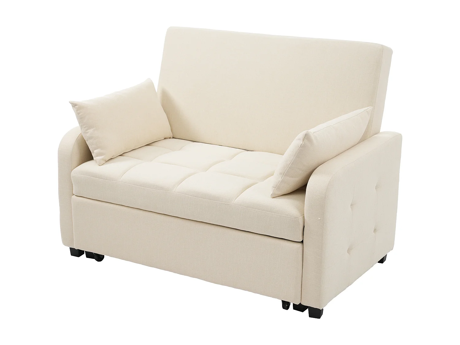 Canapé convertible 127x75x94 cm - Canapé dossier réglable - Avec 2 coussins - Beige