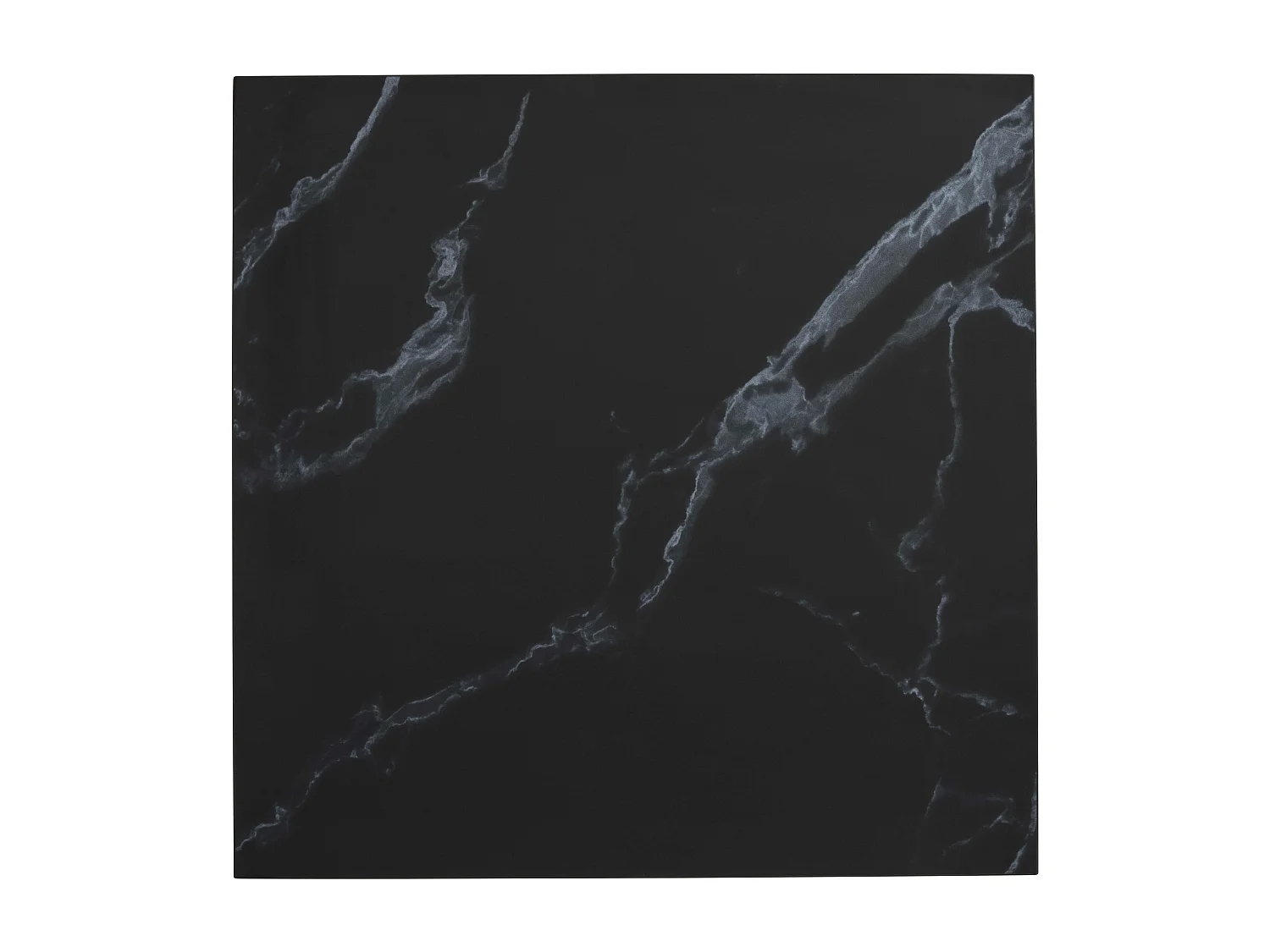 Table haute carrée 60 cm pied noir et revêtement marbre noir