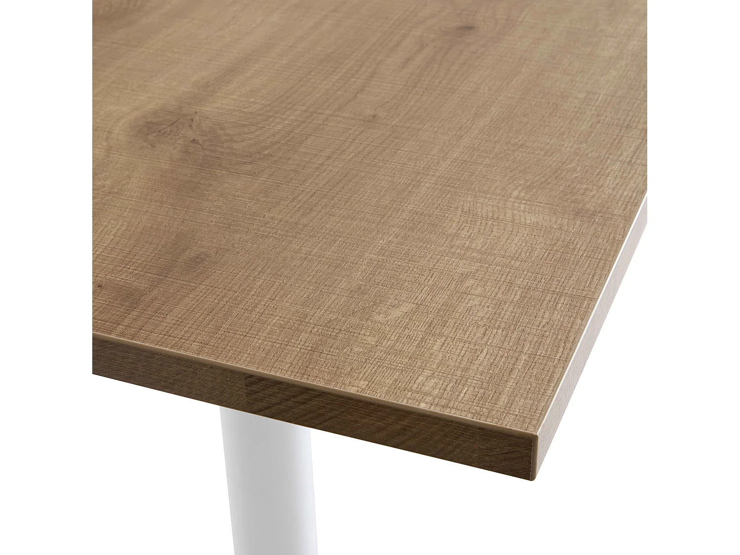 Table haute carrée 60 cm pied noir et revêtement bois clair