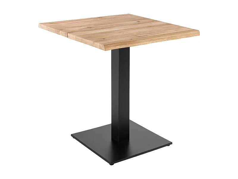 Table à manger 70 x 70 cm avec bords irréguliers en chêne