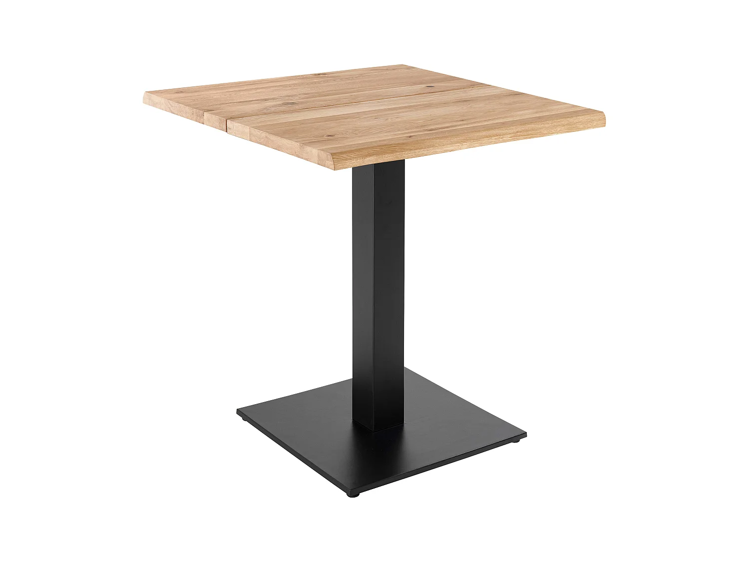 Table à manger 70 x 70 cm avec bords irréguliers en chêne